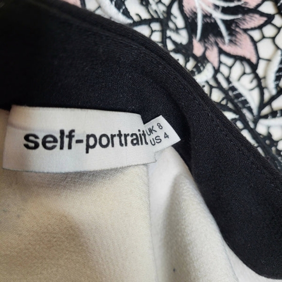 Self-Portrait Sleeveless Mock Neck Lace Overlay Dress - Picture 9 of 10